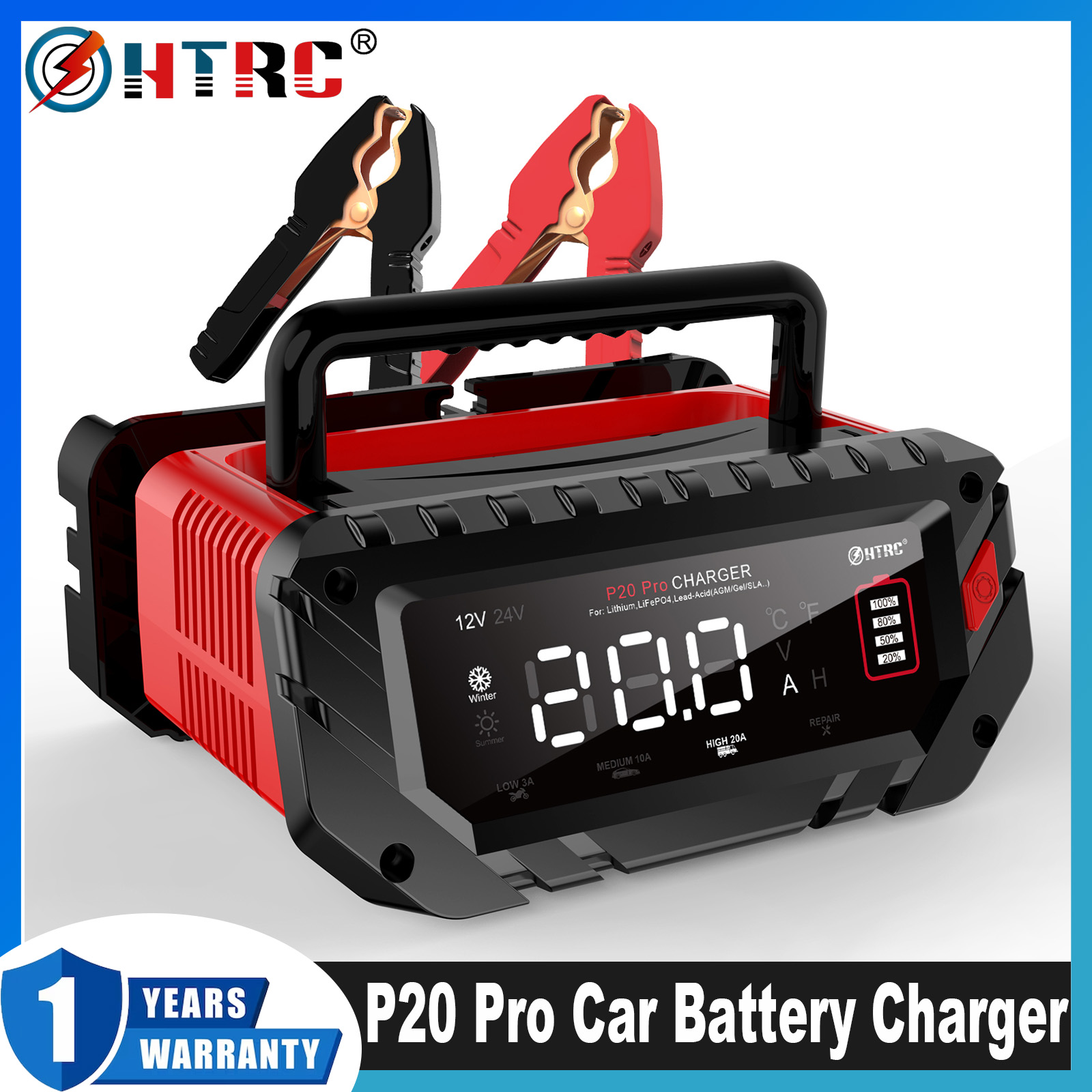 Smart Car Battery Charger 12V 24V 20A - Inteligentna ładowarka akumulatorów HTRC P20 Pro