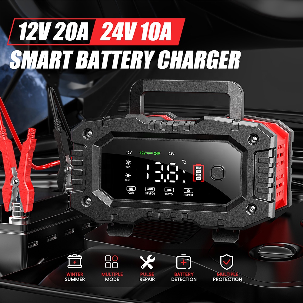 Smart Car Battery Charger 12V 24V 20A - Ładowarka impulsowa do akumulatorów samochodowych i