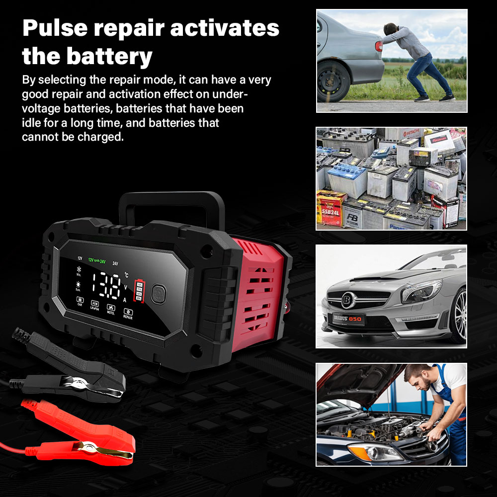 Smart Car Battery Charger 12V 24V 20A - Ładowarka samochodowa/motocyklowa 20A/10A 12V/24V, inteligentna ładowarka