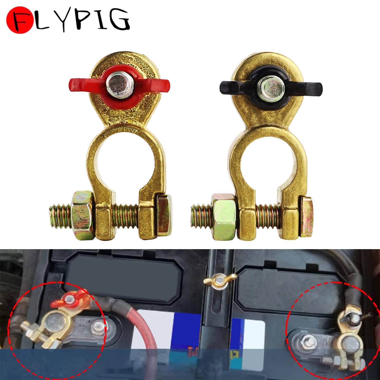 Battery Terminal Clamps Quick Release Brass - Zaciski akumulatora samochodowego, złącze, szybkozłączka akumulatora,