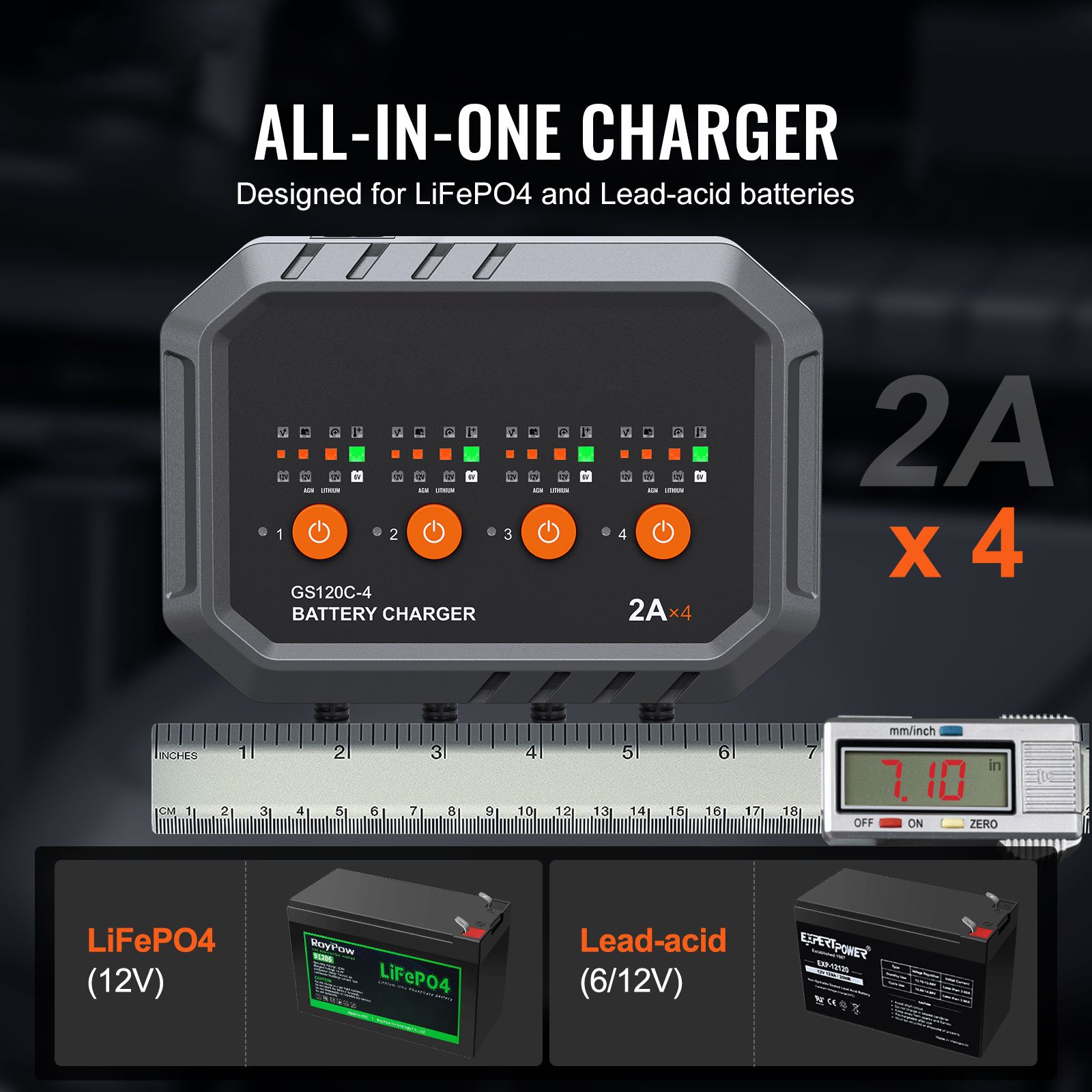Lifepo4 Battery Charger Smart Automatic - Inteligentna ładowarka do akumulatorów, 8 A,