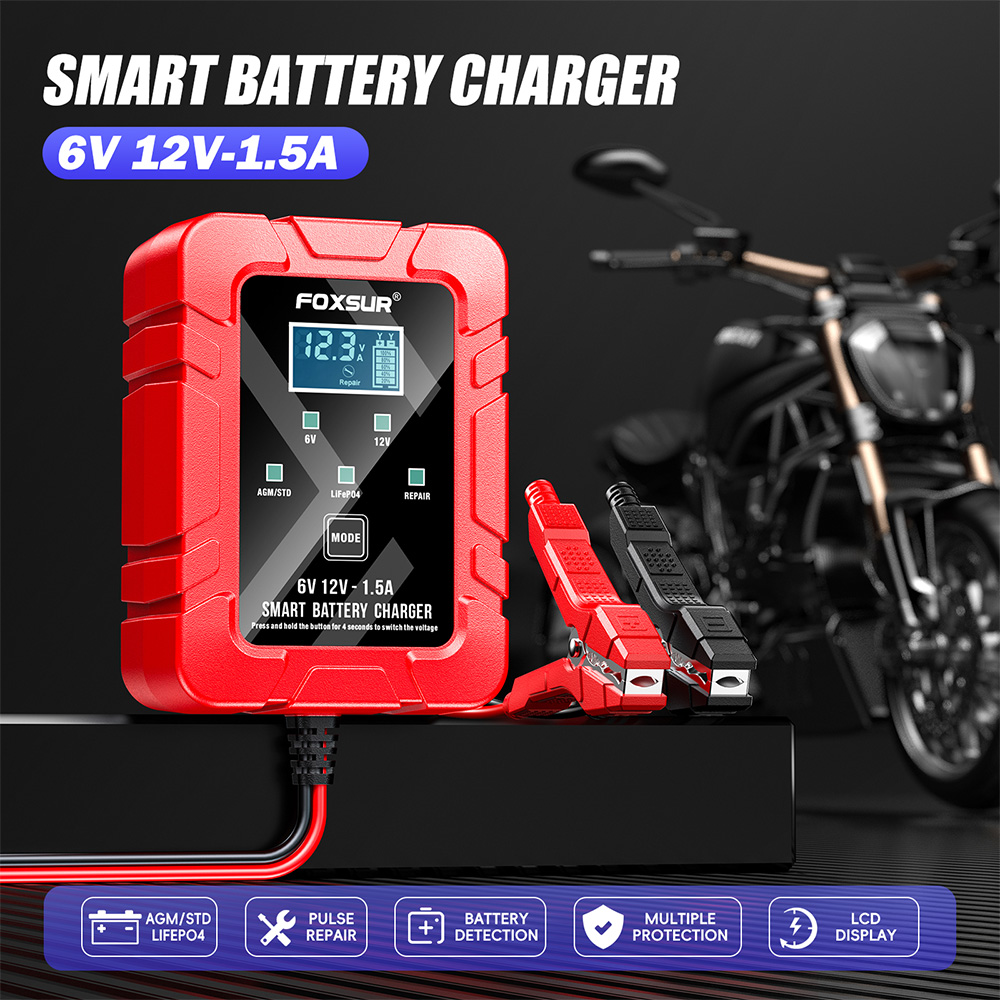 FOXSUR FBC061215D 6V 12V 1.5A  – Lifepo4 Battery Charger Smart Automatic recenzja i cena