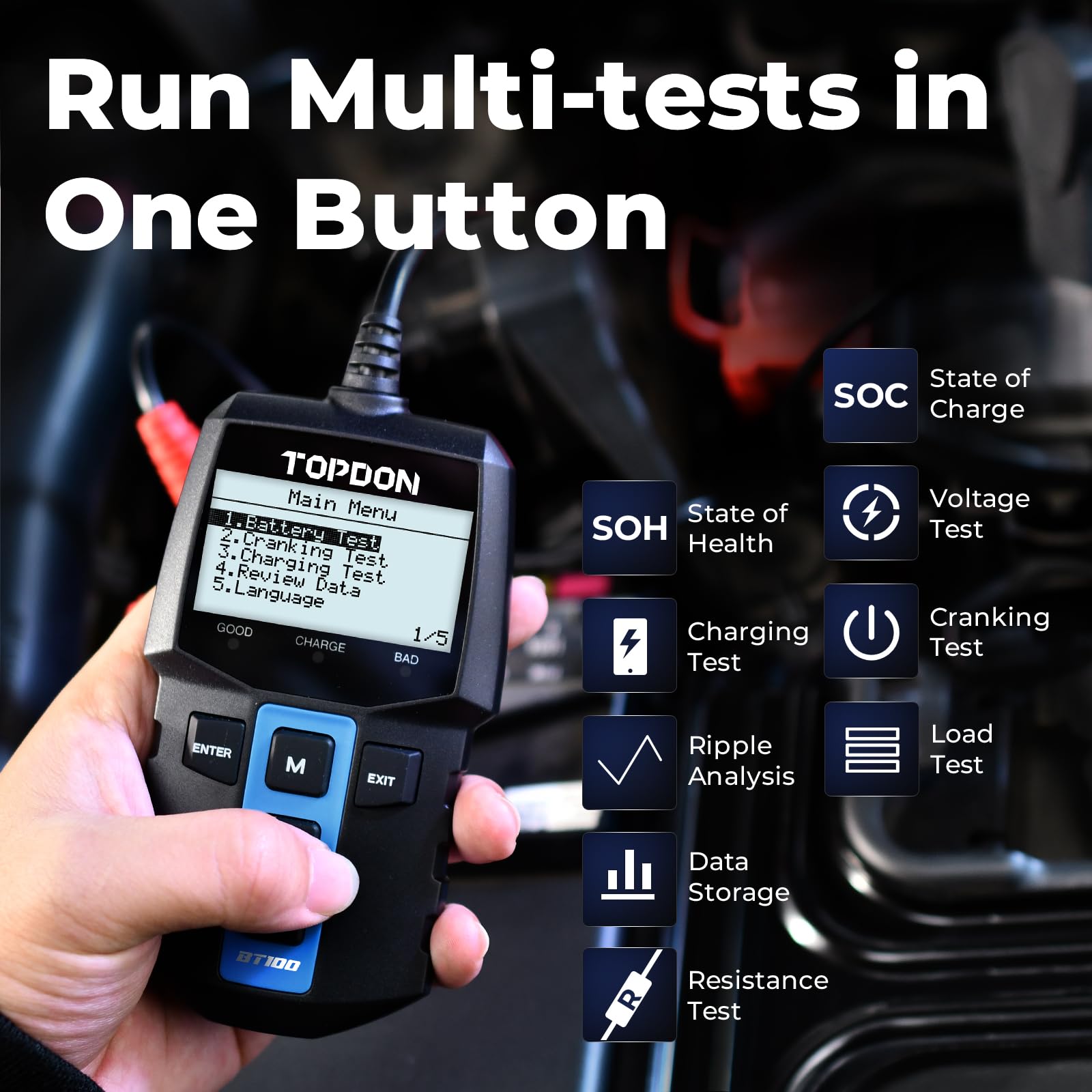 Analizator akumulatorów TOPDON – Car Battery Load Tester Digital Cranking recenzja i cena