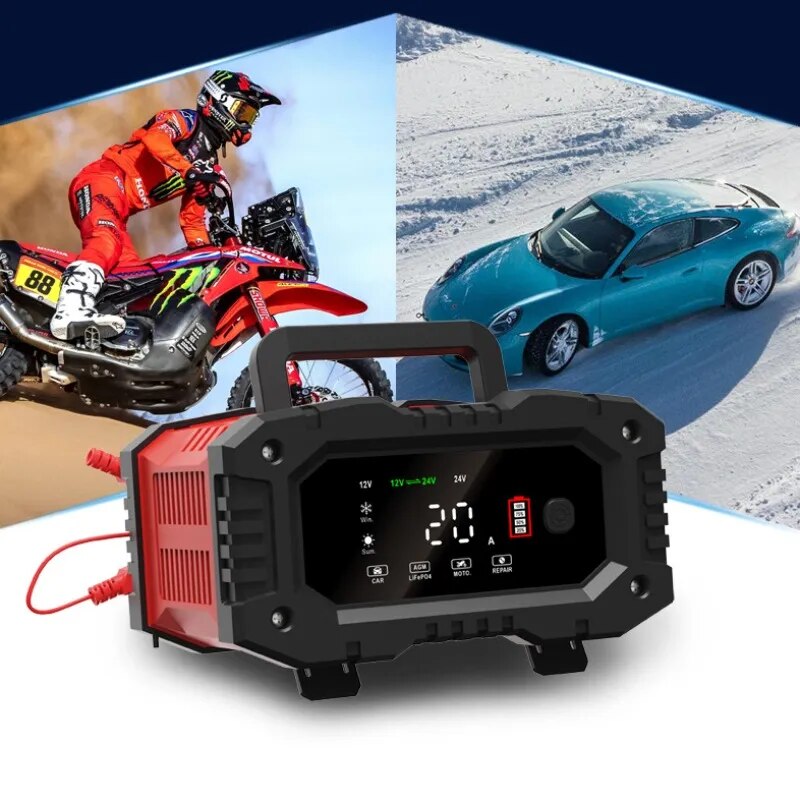 Ładowarka samochodowa 20A/10A  – Smart Car Battery Charger 12V 24V 20A recenzja i cena