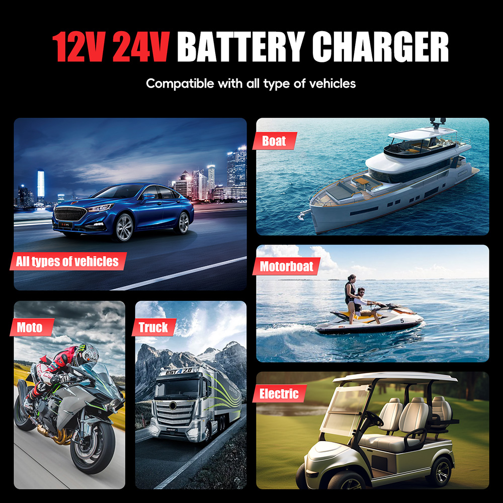 FOXSUR 12V/20A 24V/10A Intelig – Smart Car Battery Charger 12V 24V 20A recenzja i cena