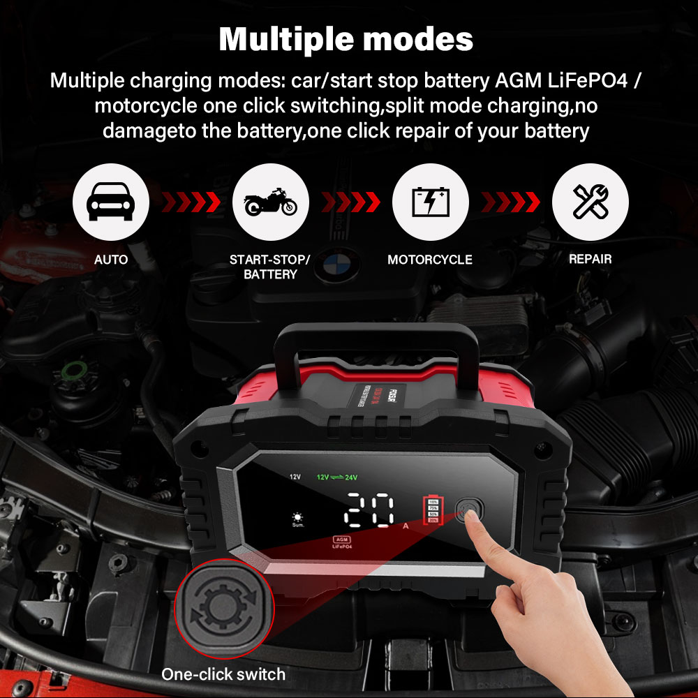 Ładowarka samochodowa/motocykl – Smart Car Battery Charger 12V 24V 20A recenzja i cena