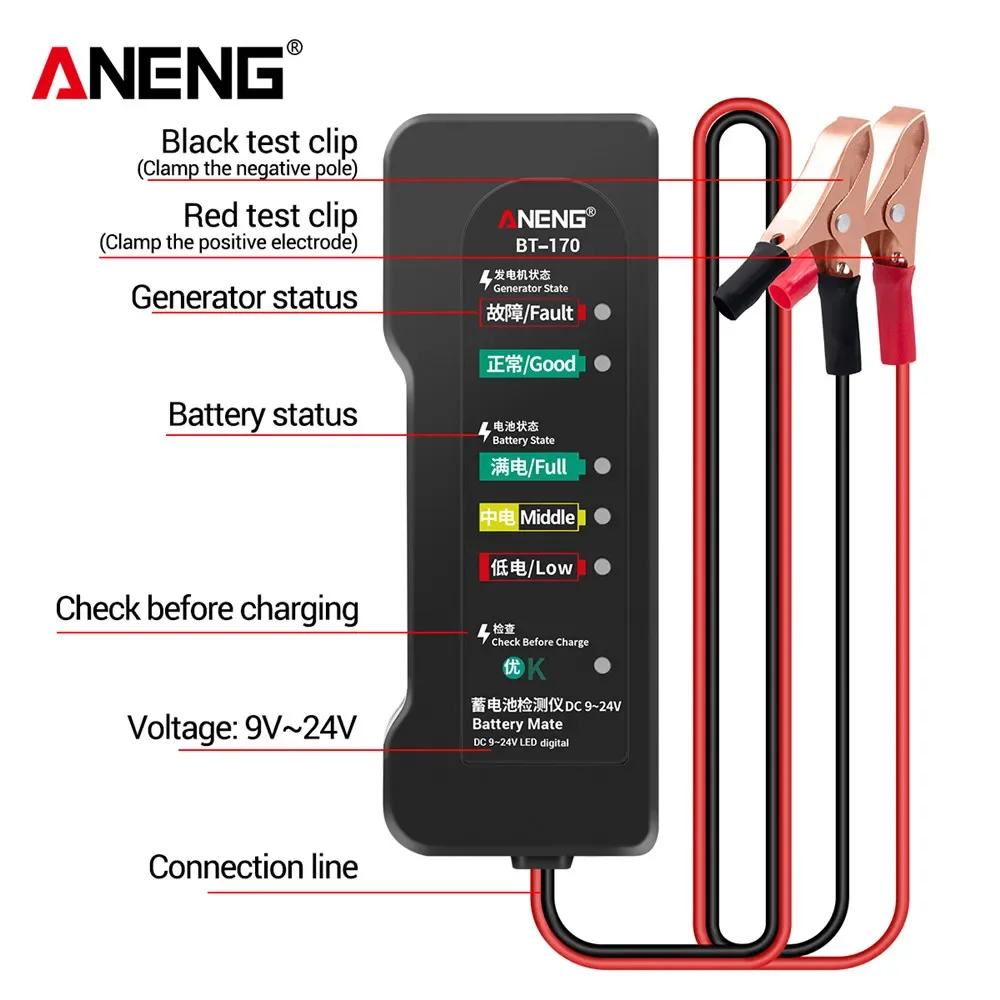ANENG BT-170 – tester do samoc – Alternator Tester Digital Diagnostic Tool recenzja i cena