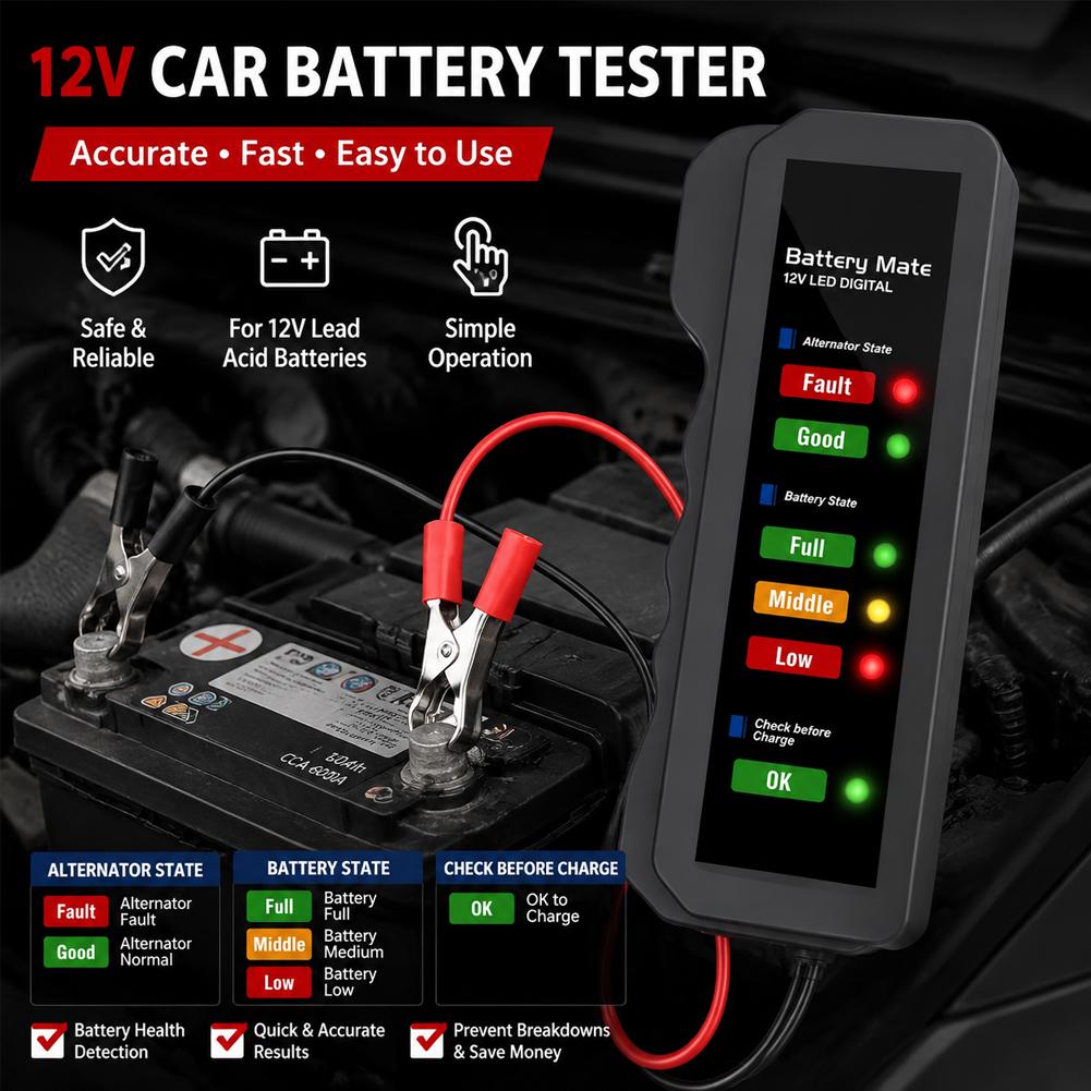 Tester akumulatora samochodowe – Alternator Tester Digital Diagnostic Tool recenzja i cena